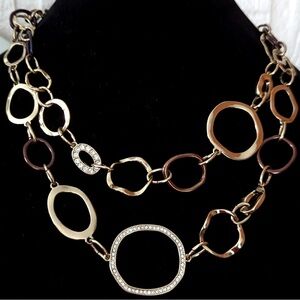 Premier Designs “Best Dressed” Gold Bronze and Diamond Necklace